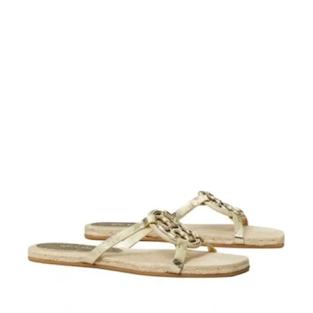 TORY BURCH bombe miller espadrille slide in gold size 10